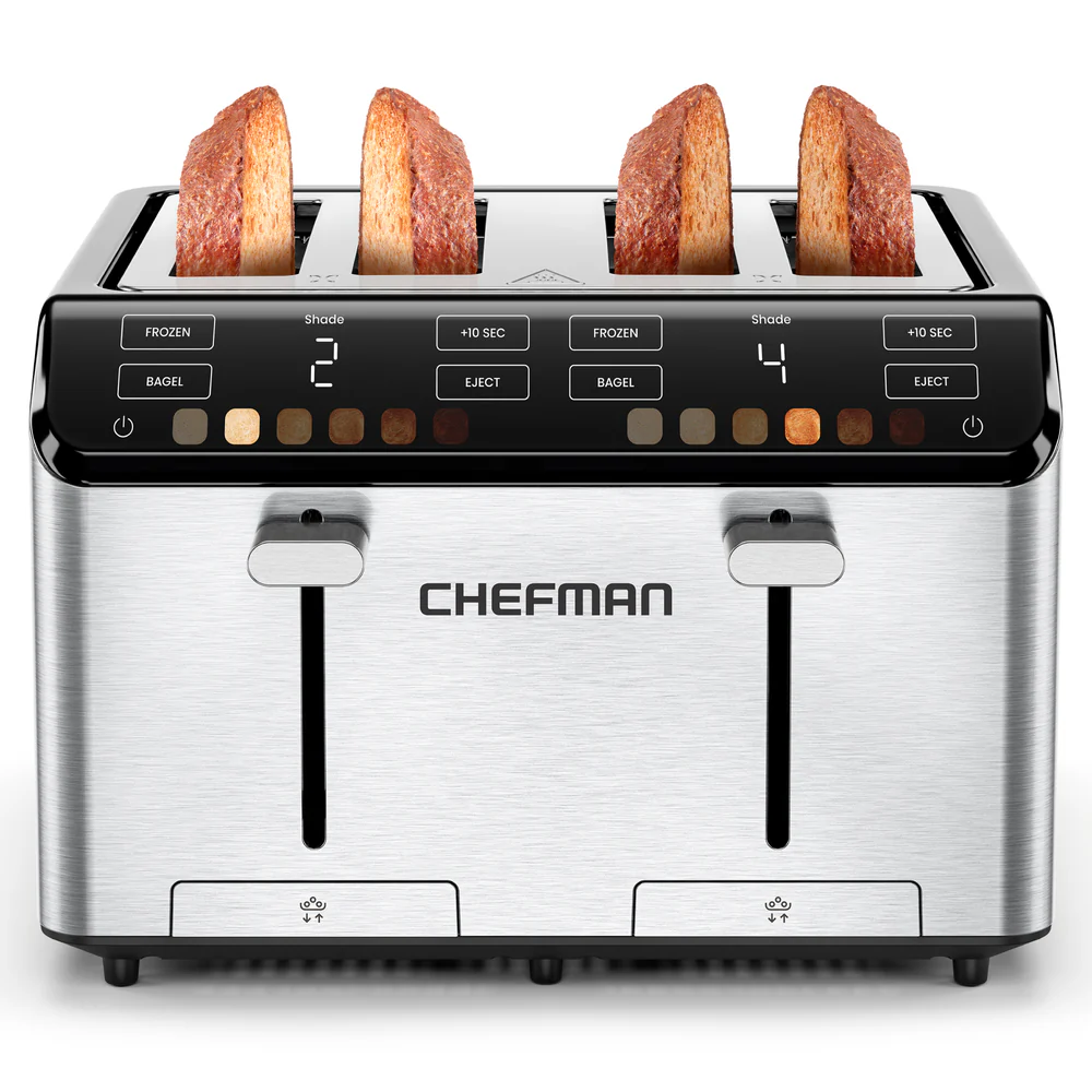 Chefman - Smart   Touch™   4   Slice   Digital   Toaster - Kitchen AI Companion